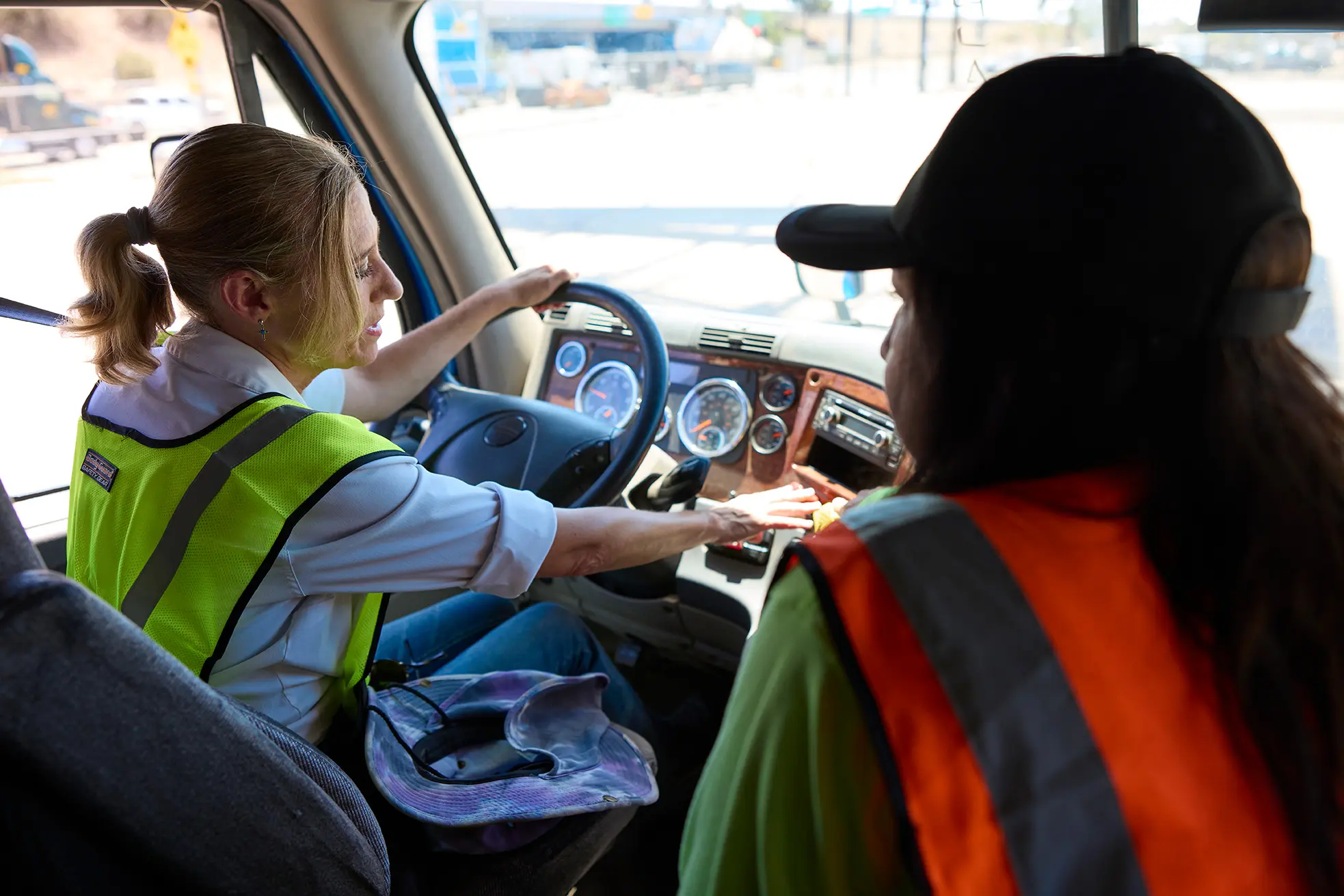 driver instruction in cab